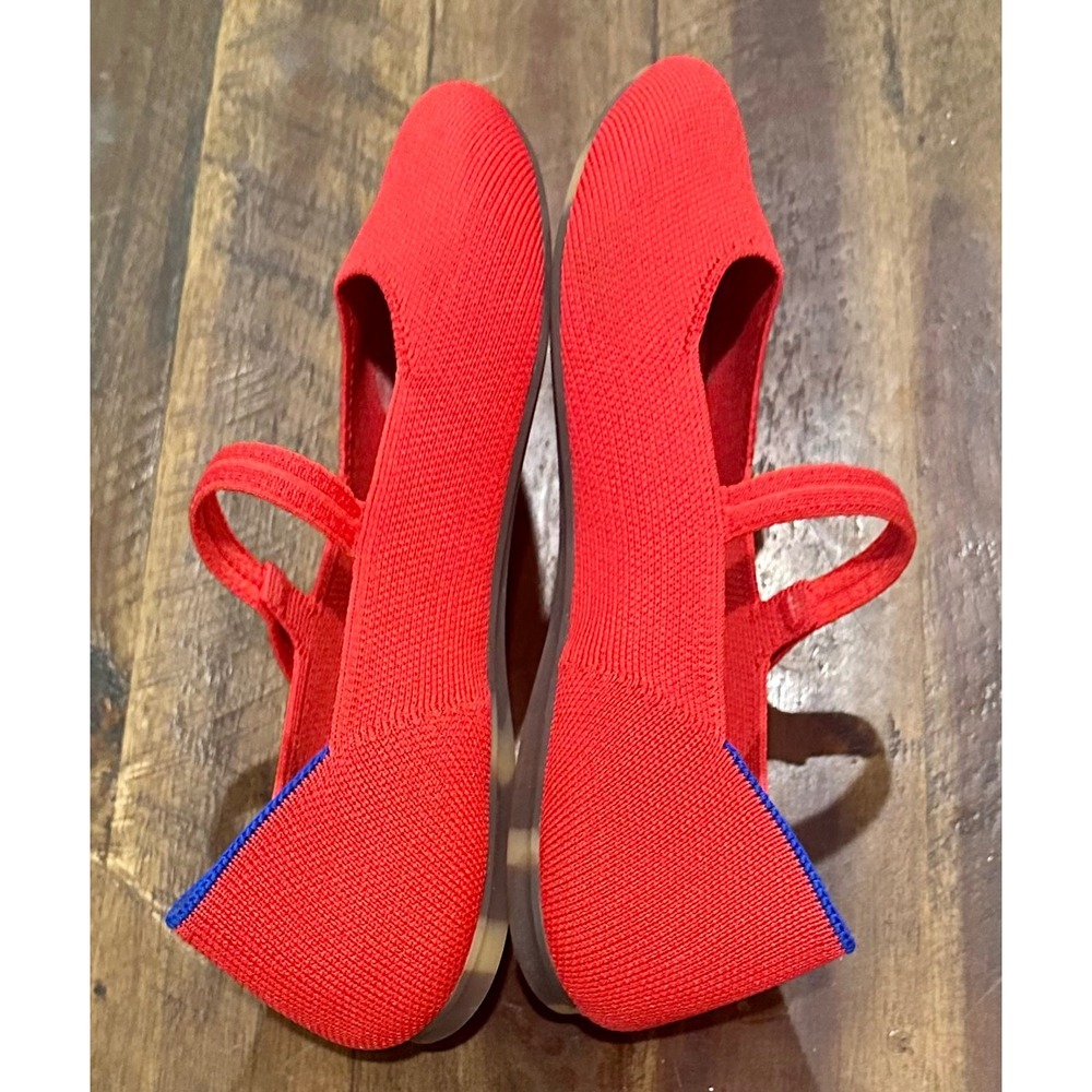 Rothys The Max Square Red Mary Jane Shoes Flats Women 6.5 Sustainable Knit - Picture 3 of 5